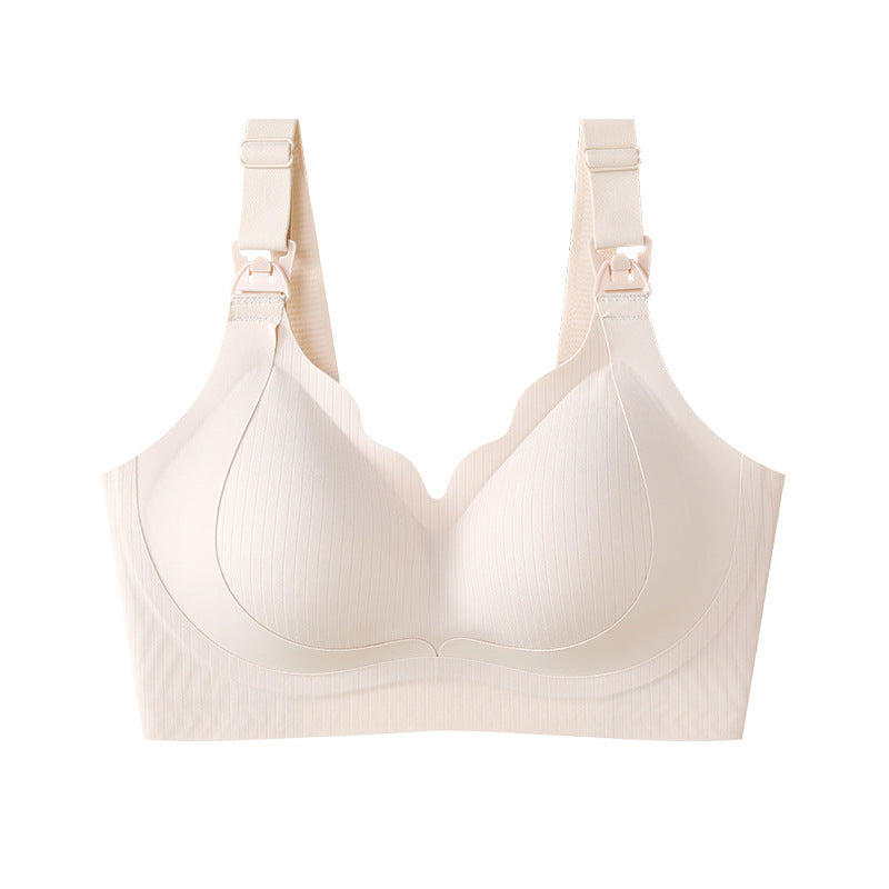 Pregnant Women's Breastfeeding Underwear Gather-up Anti-sagging Pregnancy Lactation Period Non-rims Gathering Para-lactation Postpartum Feeding Bra Thin