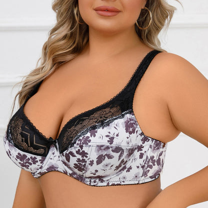 A cross-border new European and American ultra-thin double-breasted steel ring lace underwear adjustable bra French luxury