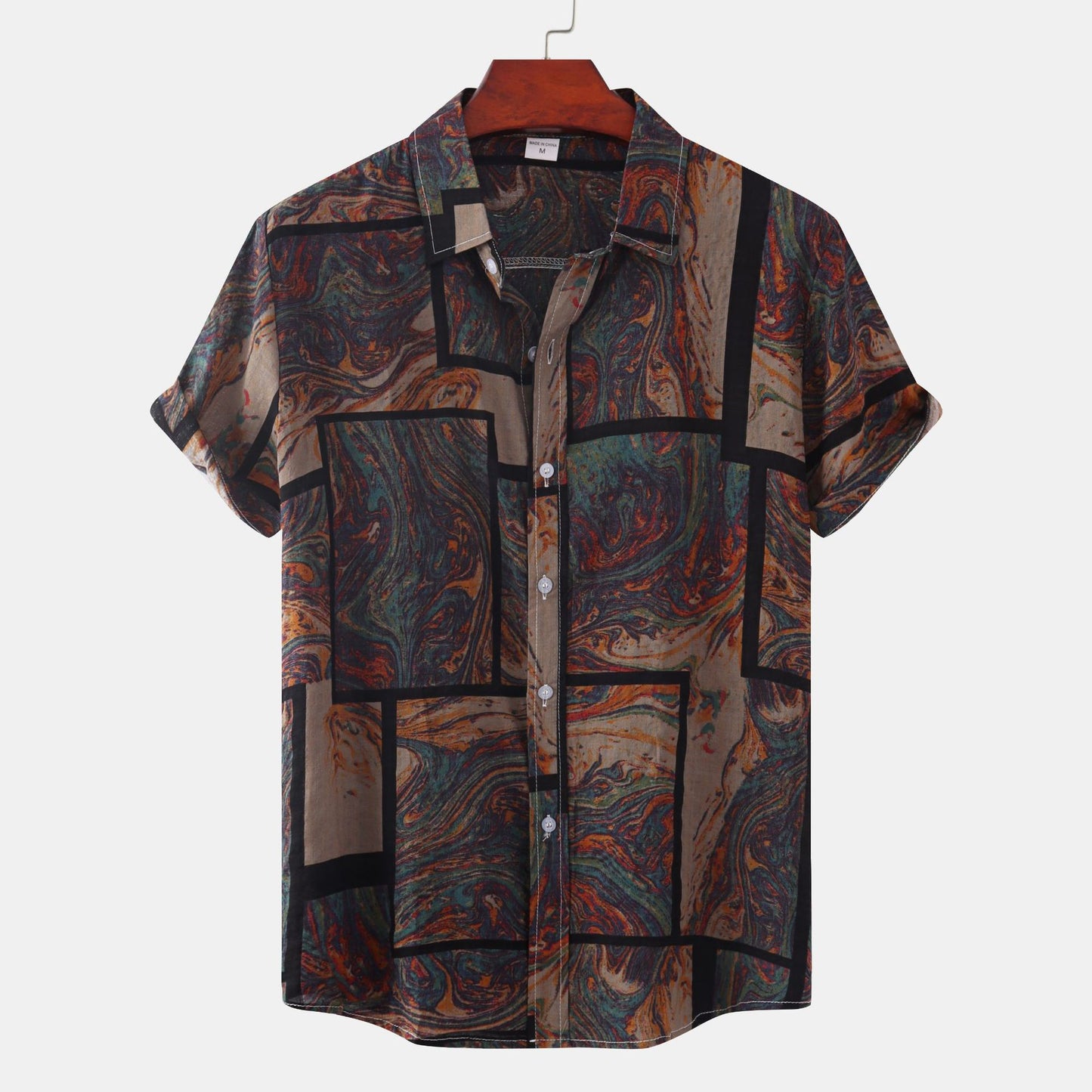 Cross-border foreign trade AliExpress EBAY Europe station new men's shirt Hawaii printed short sleeve top loose tide