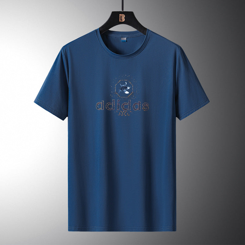 Elastic Quick-Drying Men's T-Shirts Wholesale Summer Casual Ice Silk Sports Short-Sleeved Couple Wear T3828 Thin Style
