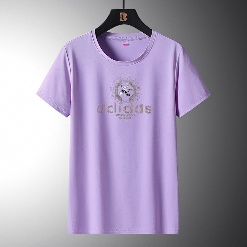 Elastic Quick-Drying Men's T-Shirts Wholesale Summer Casual Ice Silk Sports Short-Sleeved Couple Wear T3828 Thin Style