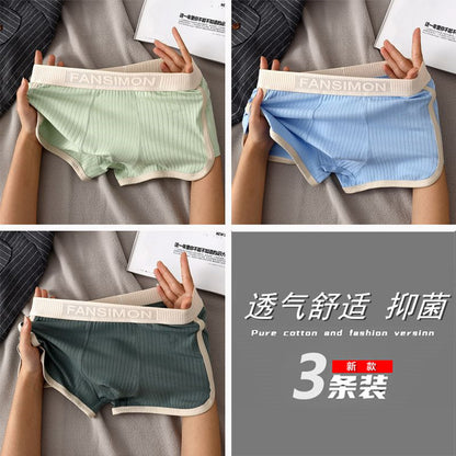 1-3 Pairs of New Men's Underwear, Men's Breathable Boxer Briefs, High-End Youth Mid-Waist Boxer Briefs, Boys' Personalized Shorts