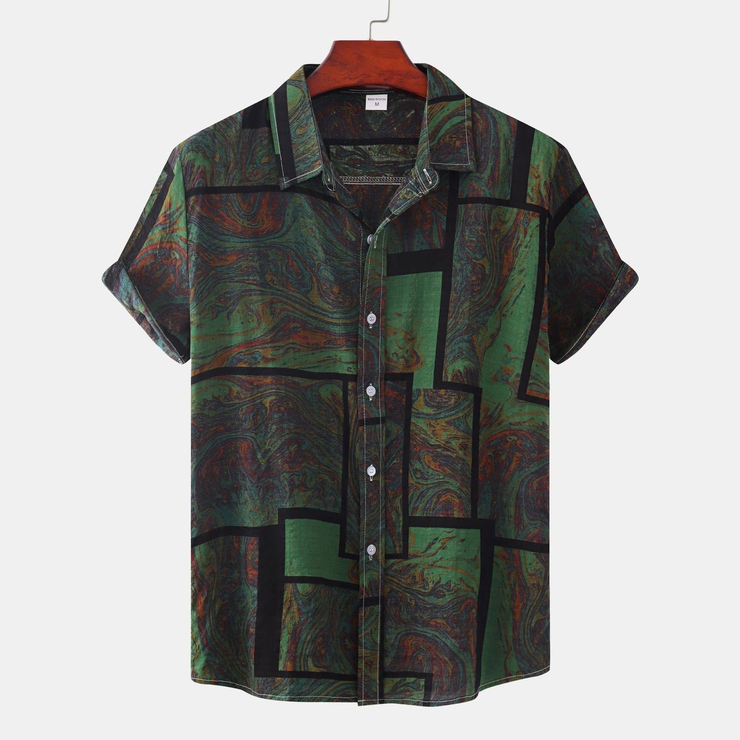 Cross-border foreign trade AliExpress EBAY Europe station new men's shirt Hawaii printed short sleeve top loose tide