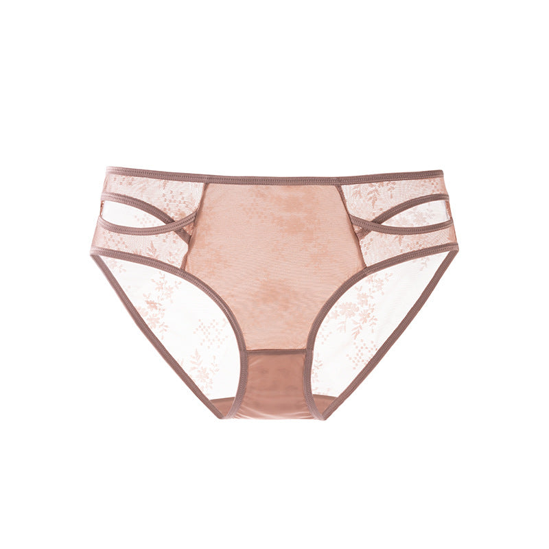 French Pure Semi-Translucent Lace Important Hollow-out Underwear Women's Breathable Comfortable Sexy Women's Crotch Briefs