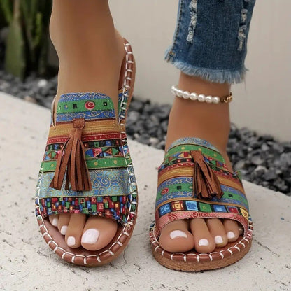 Summer 2023 Foreign Trade Round Head Large Size 40-43 Women's Outer Wear Hemp Rope Sandals and Slippers Fashionable Slipper