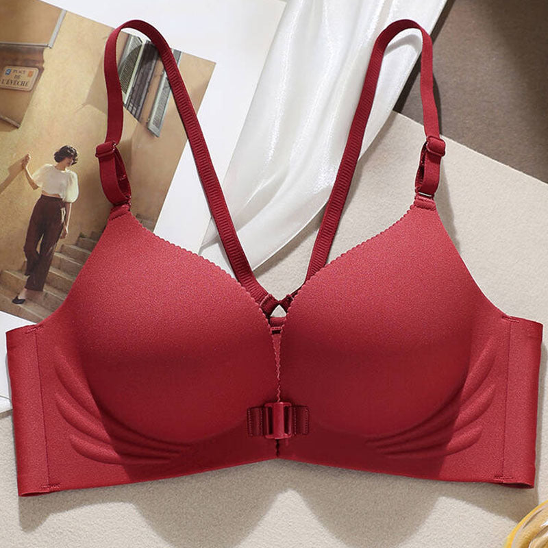 Autumn and Winter New Sexual Beauty Back Front Buckle Gather Underwear Student Party Traceless Live Transp Bra Foreign Trade Cross-border