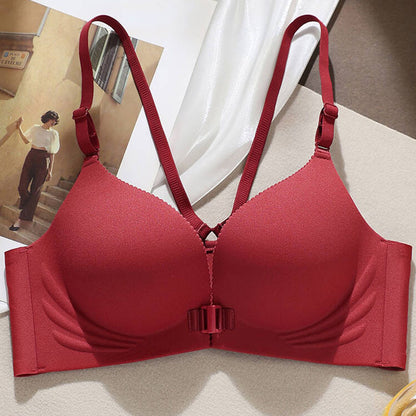Autumn and Winter New Sexual Beauty Back Front Buckle Gather Underwear Student Party Traceless Live Transp Bra Foreign Trade Cross-border