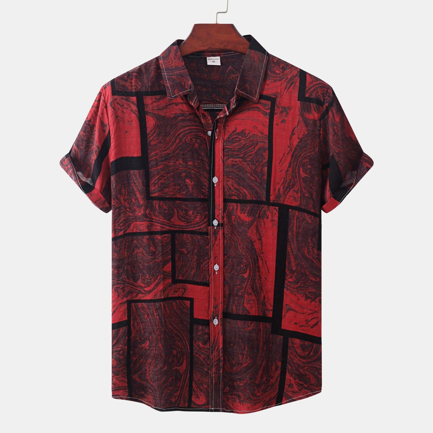 Cross-border foreign trade AliExpress EBAY Europe station new men's shirt Hawaii printed short sleeve top loose tide