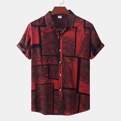 Cross-border foreign trade AliExpress EBAY Europe station new men's shirt Hawaii printed short sleeve top loose tide