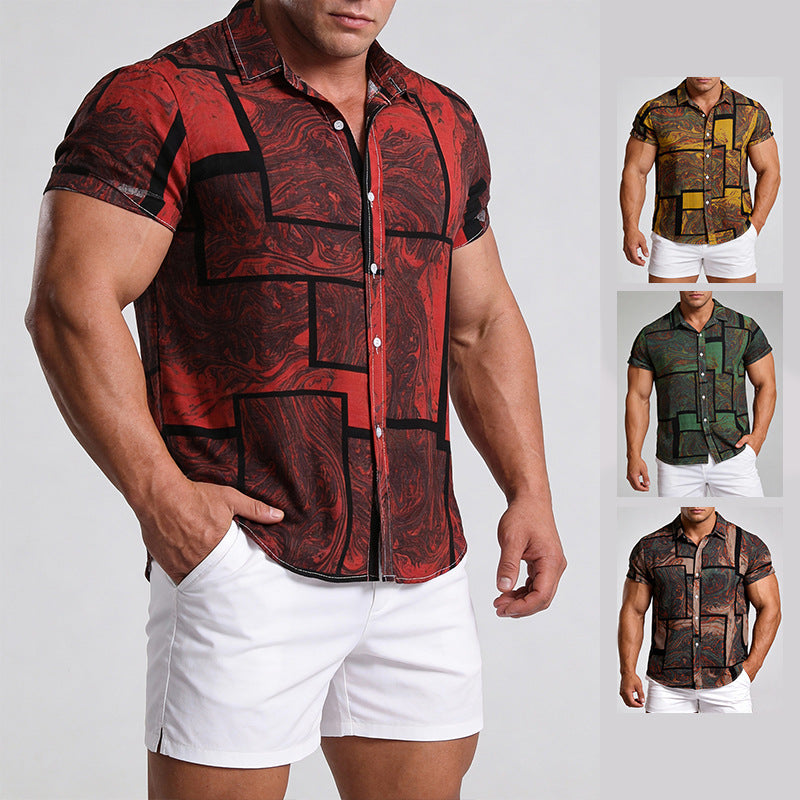 Cross-border foreign trade AliExpress EBAY Europe station new men's shirt Hawaii printed short sleeve top loose tide