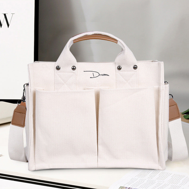 Popular Japanese and Korean Women's Bag Multi-Flap Pocket Pants Handbag Ins Shoulder Bag Casual Crossbody Bag Women's Large Capacity Canvas Bag