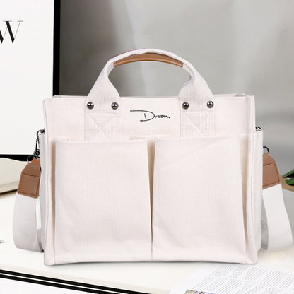 Popular Japanese and Korean Women's Bag Multi-Flap Pocket Pants Handbag Ins Shoulder Bag Casual Crossbody Bag Women's Large Capacity Canvas Bag