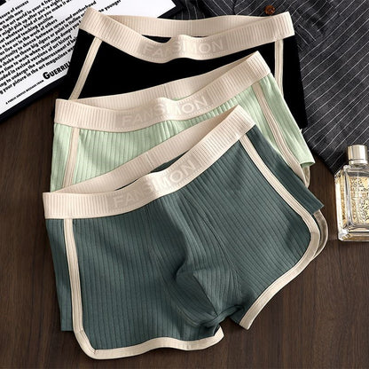1-3 Pairs of New Men's Underwear, Men's Breathable Boxer Briefs, High-End Youth Mid-Waist Boxer Briefs, Boys' Personalized Shorts