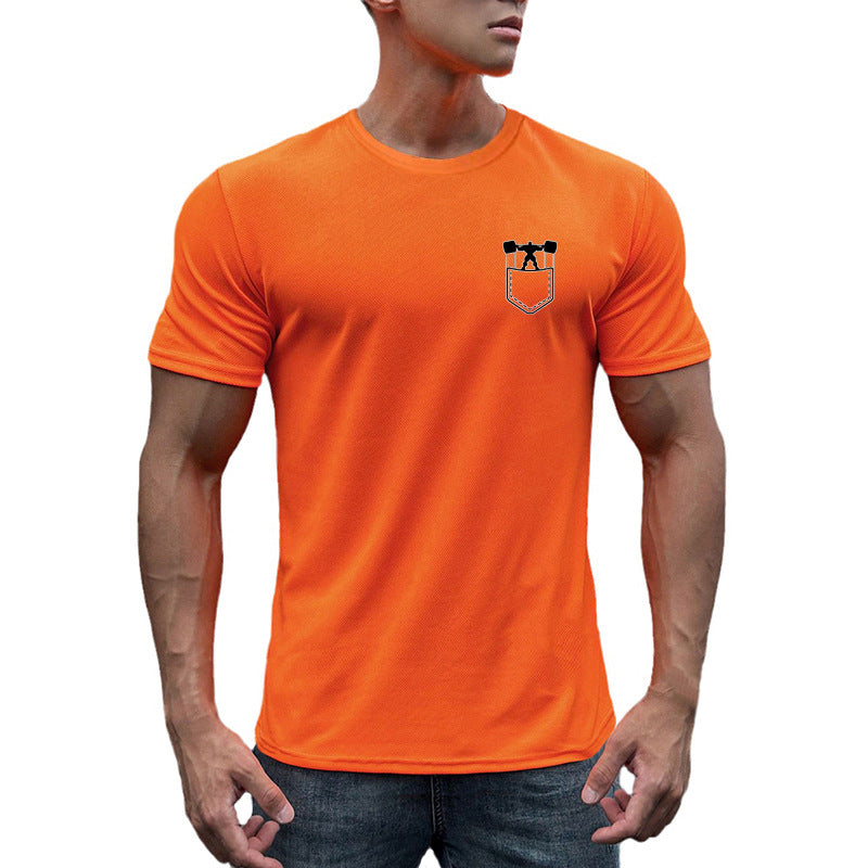 Quick-drying mesh sports T-shirt men's short-sleeved versatile slim round neck breathable bottoming shirt casual muscle fitness clothes