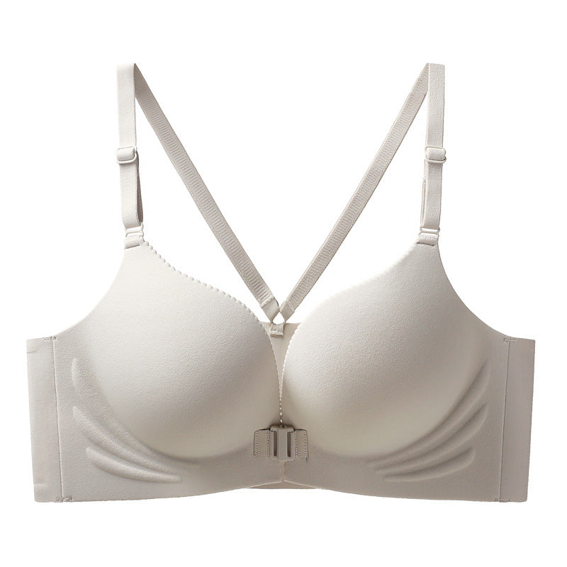 Autumn and Winter New Sexual Beauty Back Front Buckle Gather Underwear Student Party Traceless Live Transp Bra Foreign Trade Cross-border
