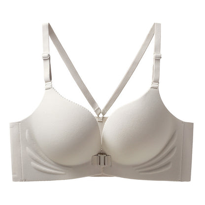 Autumn and Winter New Sexual Beauty Back Front Buckle Gather Underwear Student Party Traceless Live Transp Bra Foreign Trade Cross-border