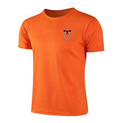 Quick-drying mesh sports T-shirt men's short-sleeved versatile slim round neck breathable bottoming shirt casual muscle fitness clothes