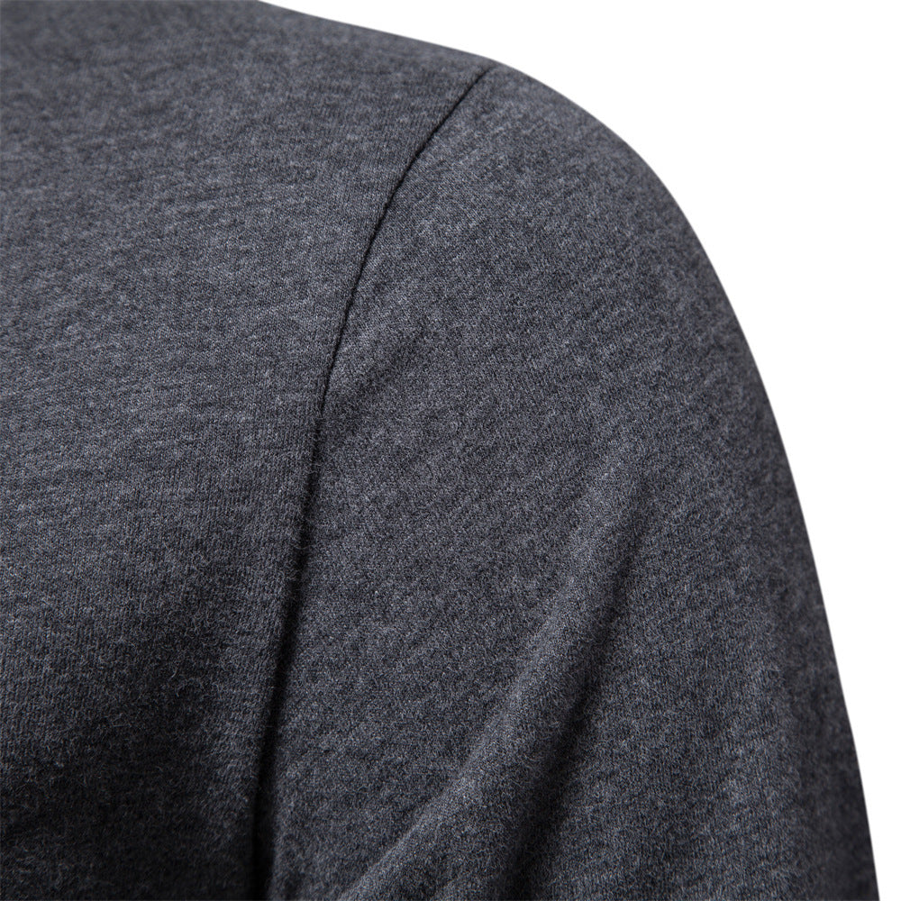 Printed Shirt European Size Round Neck Men's Long-Sleeved Bottoming Letter New Casual Sports Pure Color Cotton T-Shirt