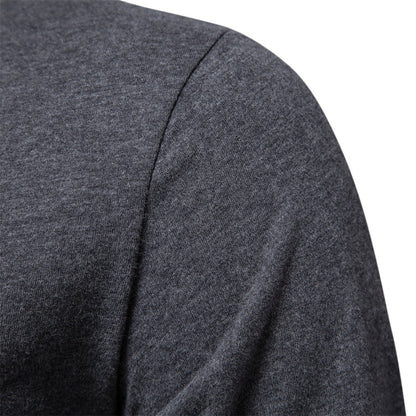 Printed Shirt European Size Round Neck Men's Long-Sleeved Bottoming Letter New Casual Sports Pure Color Cotton T-Shirt