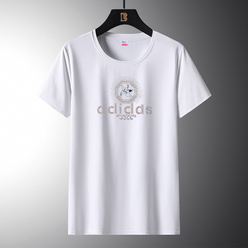 Elastic Quick-Drying Men's T-Shirts Wholesale Summer Casual Ice Silk Sports Short-Sleeved Couple Wear T3828 Thin Style