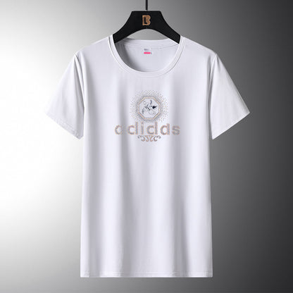 Elastic Quick-Drying Men's T-Shirts Wholesale Summer Casual Ice Silk Sports Short-Sleeved Couple Wear T3828 Thin Style