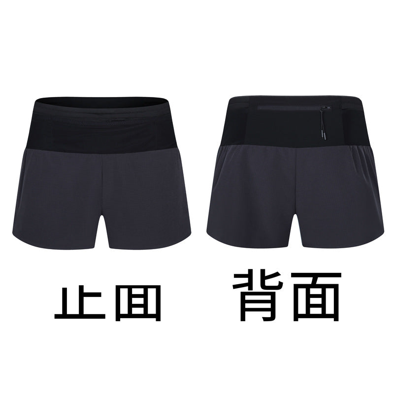 Summer Running Racing Shorts Checkered Cloth Quick-Drying Breathable Marathon Seamless Multi-Flap Pocket Pants Off-Road Fitness Casual Pants for Men
