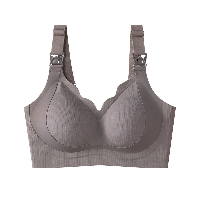Pregnant Women's Breastfeeding Underwear Gather-up Anti-sagging Pregnancy Lactation Period Non-rims Gathering Para-lactation Postpartum Feeding Bra Thin