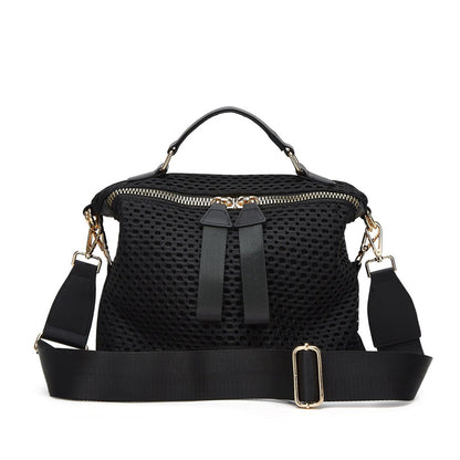 Cross-border TEMU Korean-style Casual Saddle Bag for Women All-match Nylon Mesh Multi-use Portable Crossbody Bag