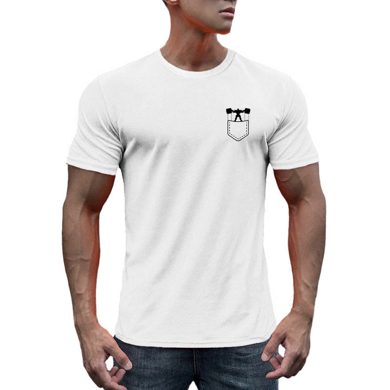 Quick-drying mesh sports T-shirt men's short-sleeved versatile slim round neck breathable bottoming shirt casual muscle fitness clothes