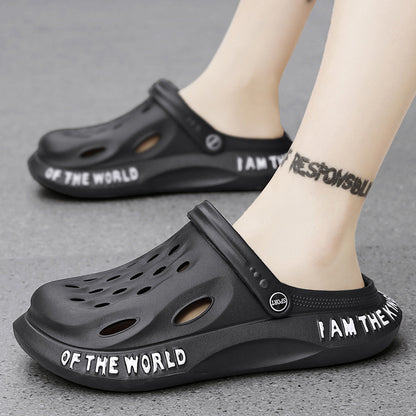 Coconut Hole Shoes Men's Soft-soled Garden Shoes Fashionable All-match Slippers Men's Sandals with Baotou Breathable Beach Shoes for Men