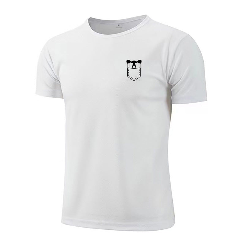 Quick-drying mesh sports T-shirt men's short-sleeved versatile slim round neck breathable bottoming shirt casual muscle fitness clothes