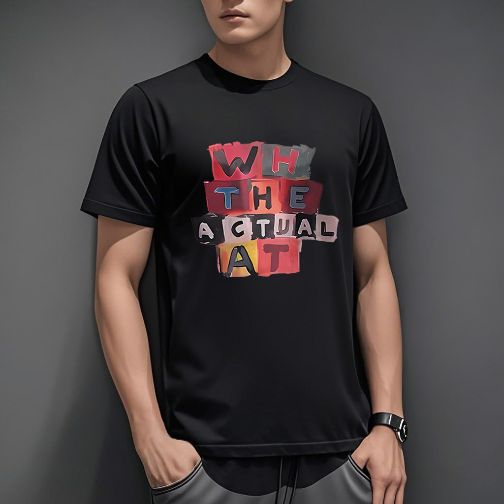 Men's Short-sleeved T-shirt American Casual Summer Round Neck Printed Base Breathable T-shirt All-match Top Half-sleeved Round Neck T-shirt