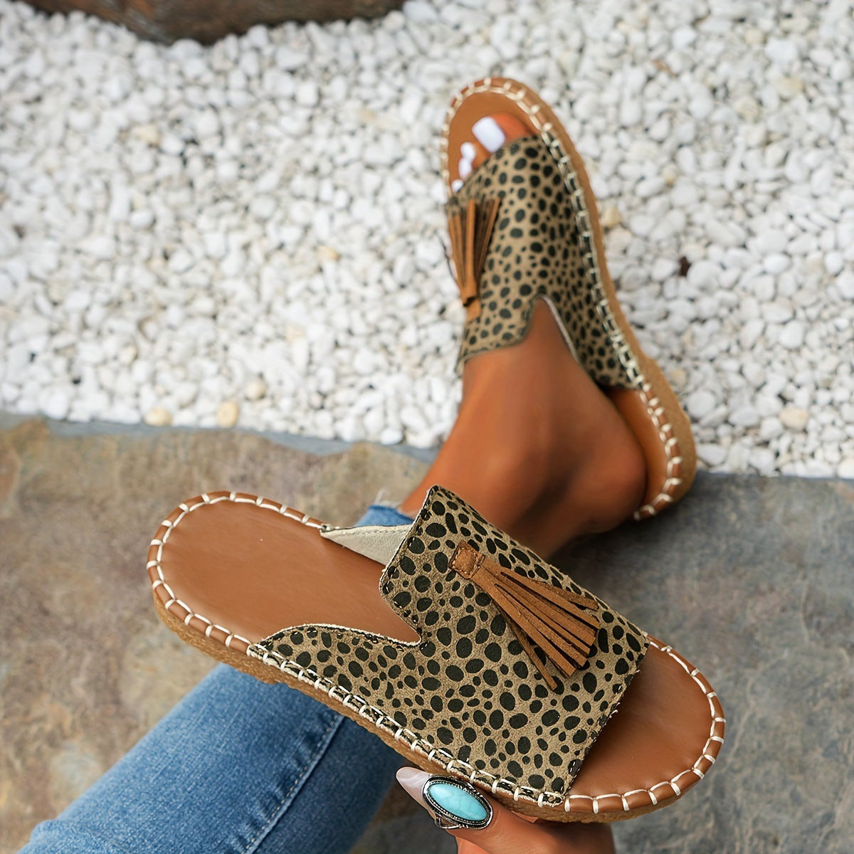 Summer 2023 Foreign Trade Round Head Large Size 40-43 Women's Outer Wear Hemp Rope Sandals and Slippers Fashionable Slipper
