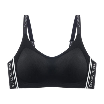 Autumn and Winter New Fashion Contrast Color Letter Shoulder Strap Underwear Small Chest Gather Up Bra Cross-border Foreign Trade