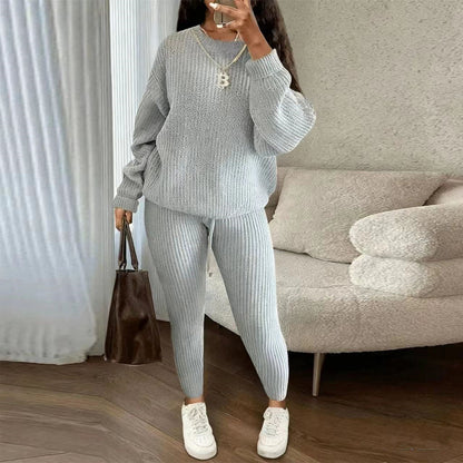 European and American Amazon hot sale fashion casual knitted suit trousers suit foreign trade Women's wool suit