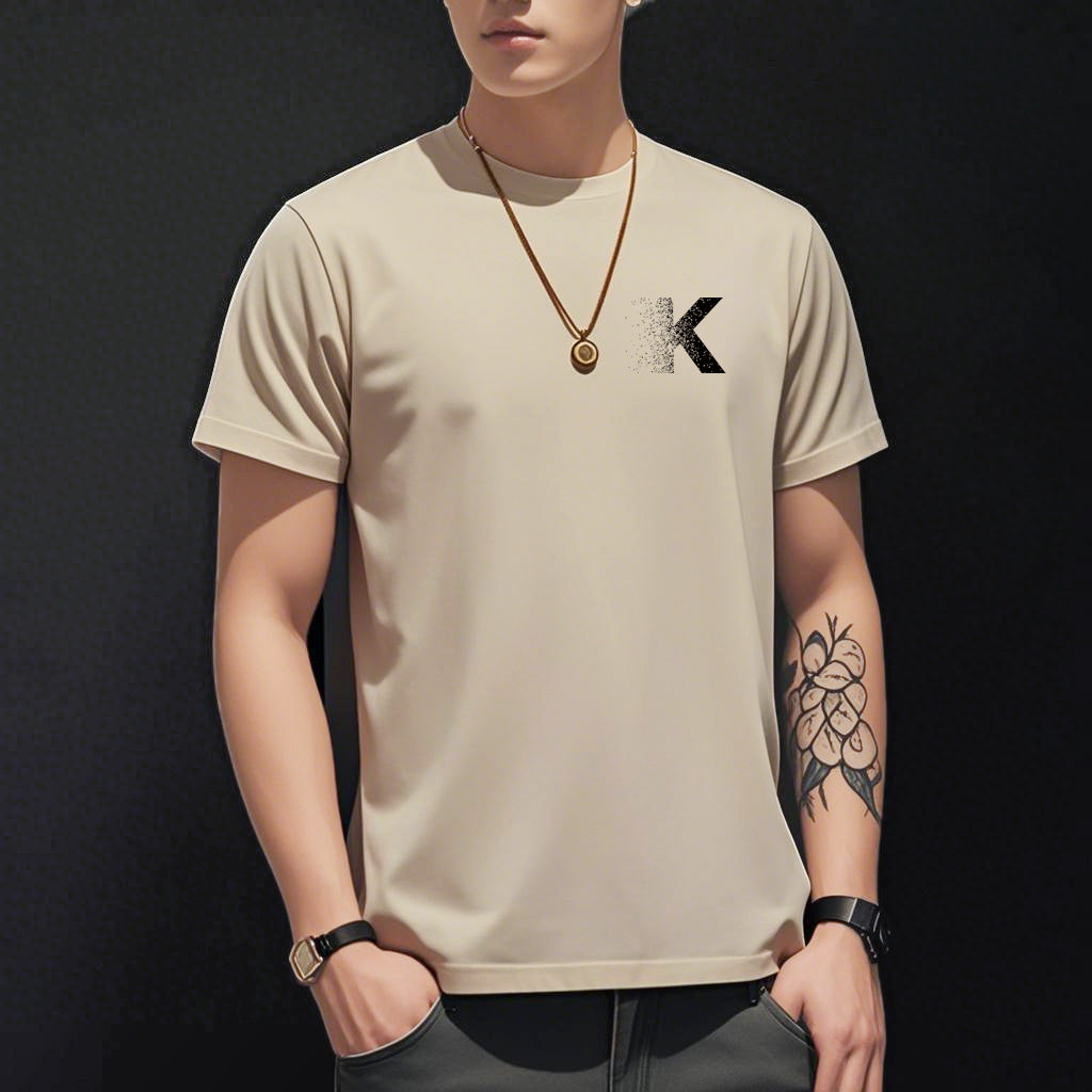 Men's Short-sleeved T-shirt American Casual Summer Round Neck Printed Base Breathable T-shirt All-match Top Half-sleeved Round Neck T-shirt