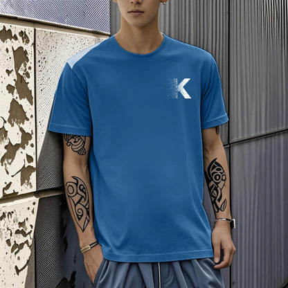 Men's Short-sleeved T-shirt American Casual Summer Round Neck Printed Base Breathable T-shirt All-match Top Half-sleeved Round Neck T-shirt