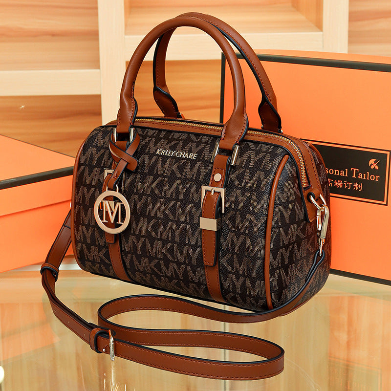 High Quality New Women Bag Fashion Letter Print Shoulder Handbag Large Capacity Fashionable Boston Pillow Bag
