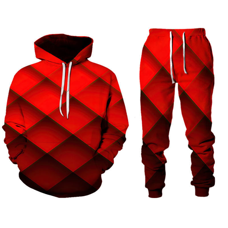 Amazon Aliexpress Cross-Border Best-Selling Spring New Wolf Series Pattern Digital Print Hooded Sweatshirt and Sweatpants