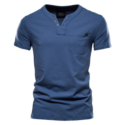 Pure Cotton Casual Sports T-Shirt Japanese Style Trendy Summer Men's Fashion T-Shirt Short Sleeve Pocket Men's Slim Fit