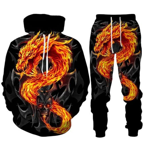 Amazon Aliexpress Cross-Border Best-Selling Spring New Wolf Series Pattern Digital Print Hooded Sweatshirt and Sweatpants