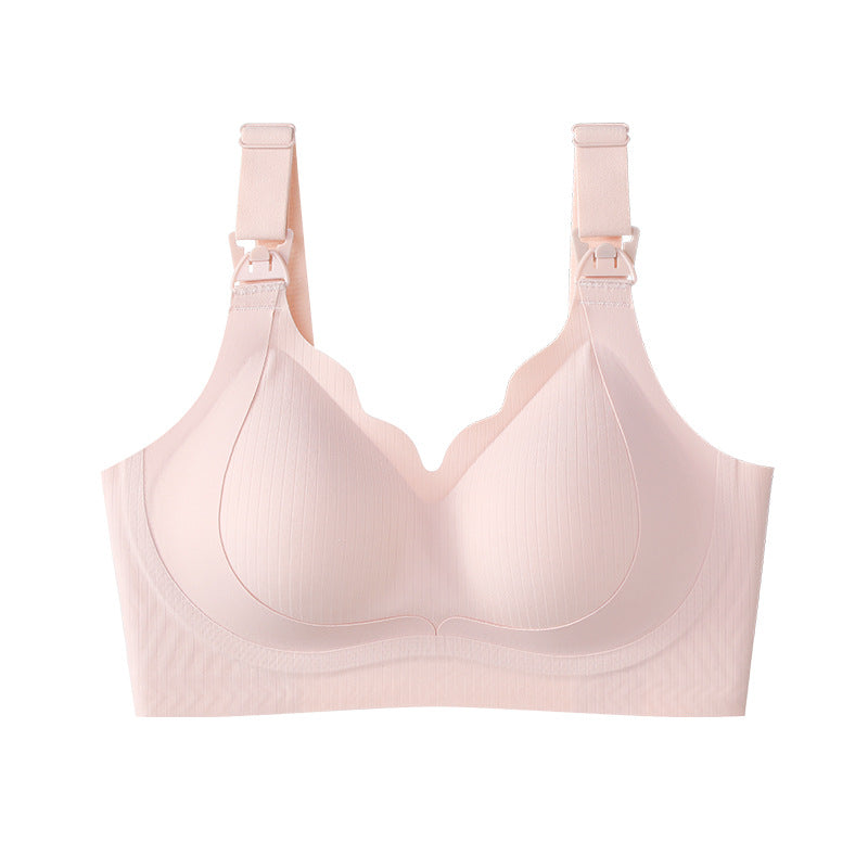 Pregnant Women's Breastfeeding Underwear Gather-up Anti-sagging Pregnancy Lactation Period Non-rims Gathering Para-lactation Postpartum Feeding Bra Thin