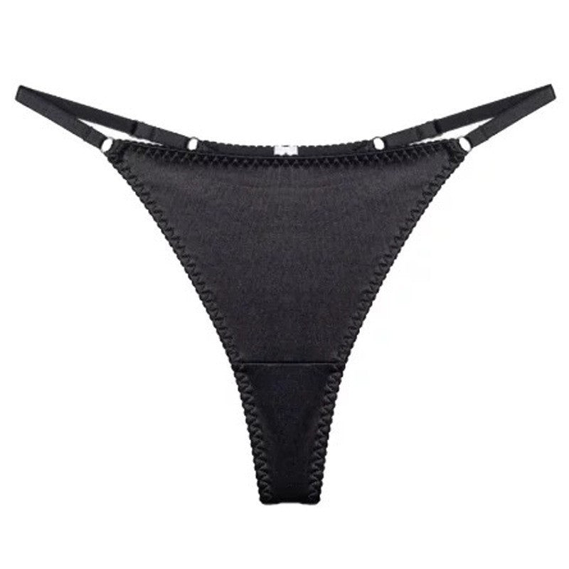 Cross-border Women's Thong Sexy Leopard Print Satin Seamless Underwear Cotton Crotch Breathable Low Waist Underwear
