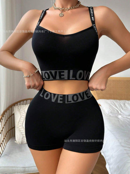 Europe and the United States cross-border foreign trade AliExpress for underwear suit LOVE letters waist head camisole women's boxer shorts