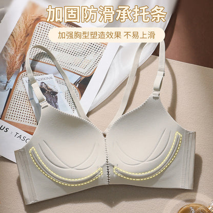 Autumn and Winter New Sexual Beauty Back Front Buckle Gather Underwear Student Party Traceless Live Transp Bra Foreign Trade Cross-border