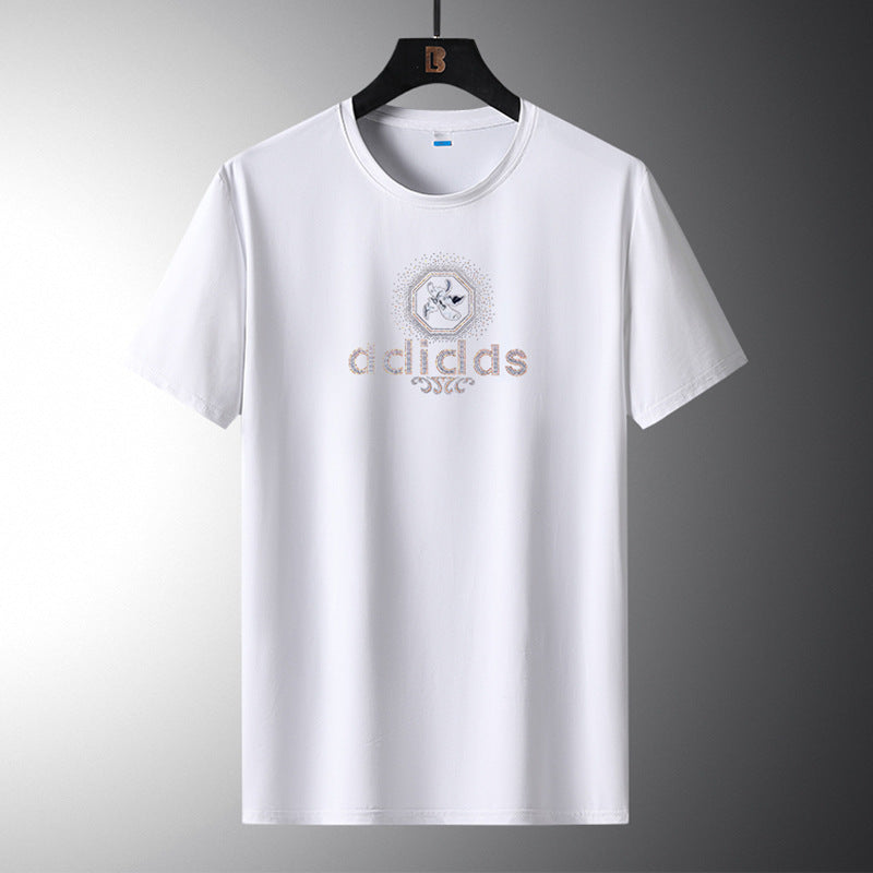 Elastic Quick-Drying Men's T-Shirts Wholesale Summer Casual Ice Silk Sports Short-Sleeved Couple Wear T3828 Thin Style