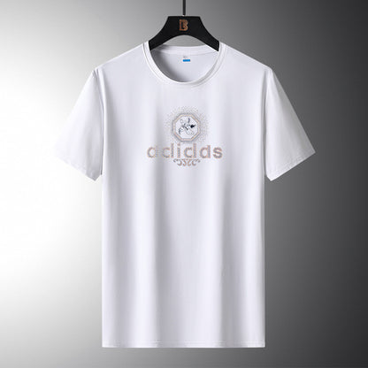 Elastic Quick-Drying Men's T-Shirts Wholesale Summer Casual Ice Silk Sports Short-Sleeved Couple Wear T3828 Thin Style