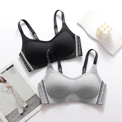 Autumn and Winter New Fashion Contrast Color Letter Shoulder Strap Underwear Small Chest Gather Up Bra Cross-border Foreign Trade