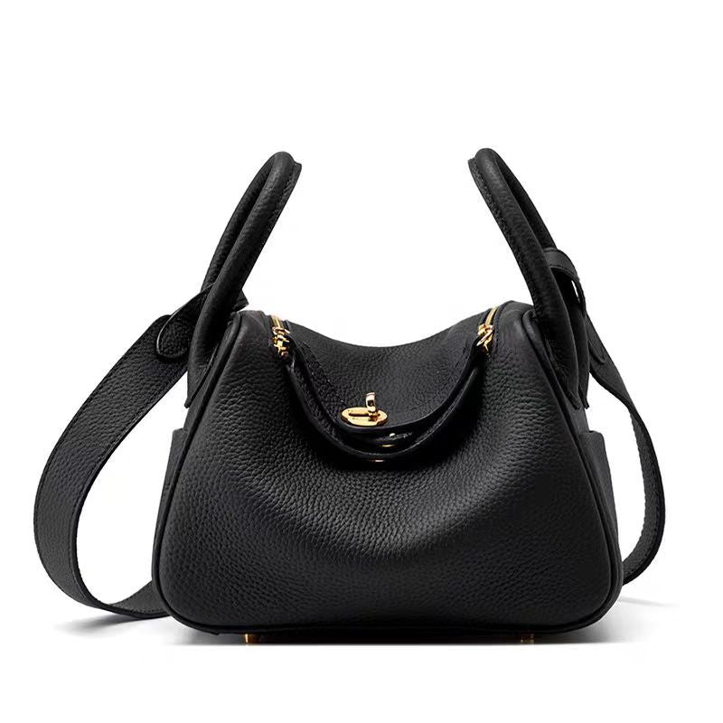 Lindi Bag Women's Genuine Leather Doctor Bag Mini Popular Niche Texturized TOGO Top Layer Cowhide Women's Bag Shoulder Crossbody Bag