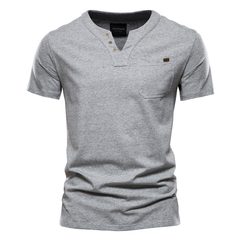 Pure Cotton Casual Sports T-Shirt Japanese Style Trendy Summer Men's Fashion T-Shirt Short Sleeve Pocket Men's Slim Fit